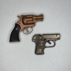 2 Vintage die cast toy cap guns.  J. & E. Stevens Co. 25 JR. and Brand Unknown